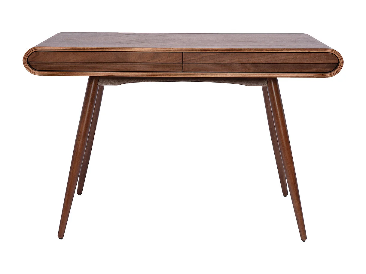 Bureau avec rangements 2 tiroirs vintage bois foncé noyer L120 cm BJORG