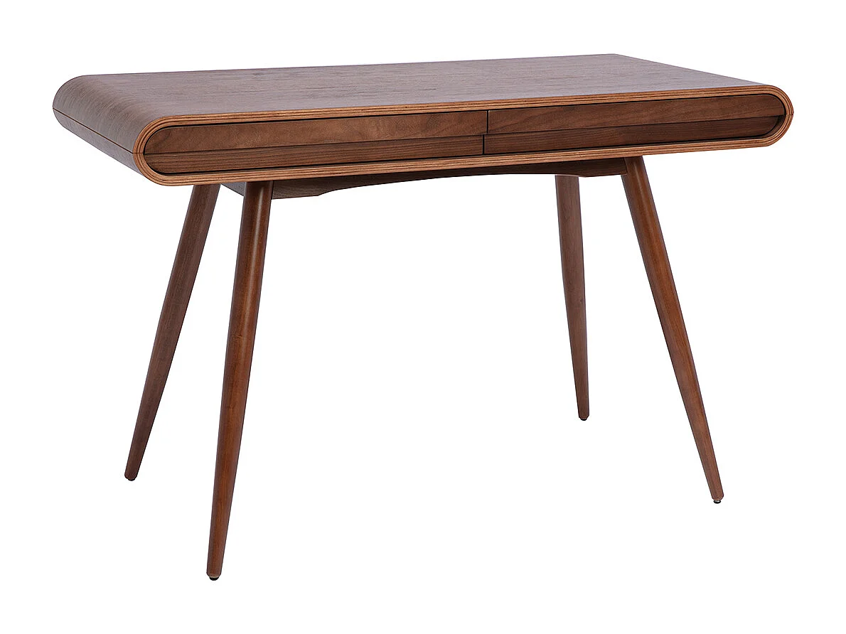 Bureau avec rangements 2 tiroirs vintage bois foncé noyer L120 cm BJORG