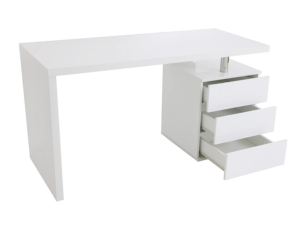 Bureau avec rangements 3 tiroirs design blanc laqué brillant L140 cm CALIX