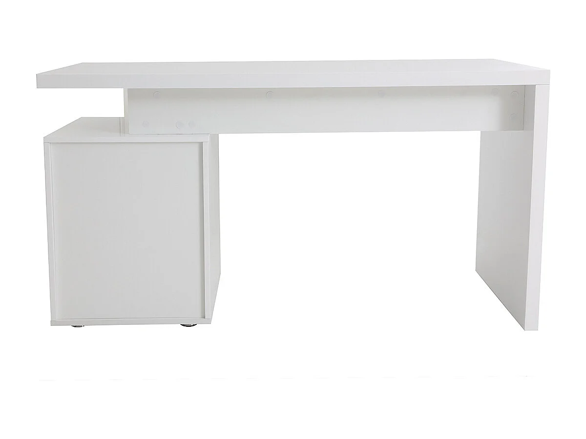Bureau avec rangements 3 tiroirs design blanc laqué brillant L140 cm CALIX