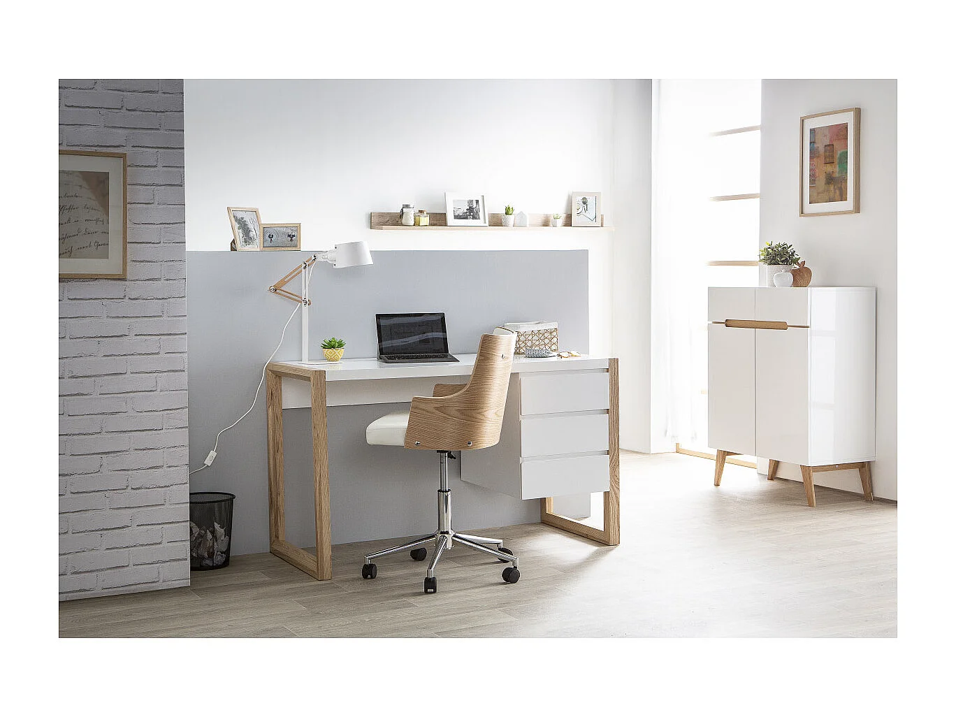 Scrivania design 3 cassetti bianco ARMEL