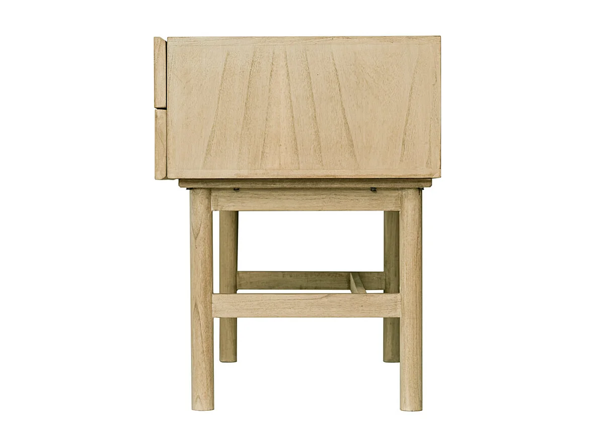 Escritorio de madera clara con cajonera de caña de ratán 120 cm GALINA