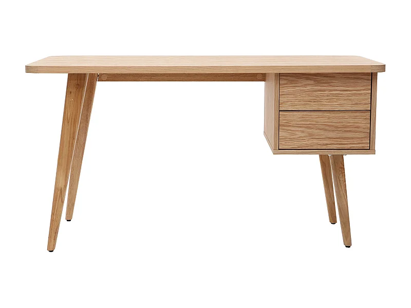 Bureau avec rangements 2 tiroirs scandinave bois clair chêne L140 cm FIFTIES