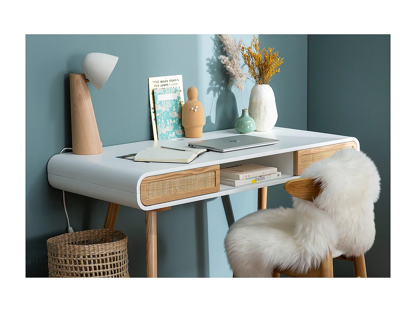 Escritorio con puertas correderas y rejilla L120 cm OLYMPE