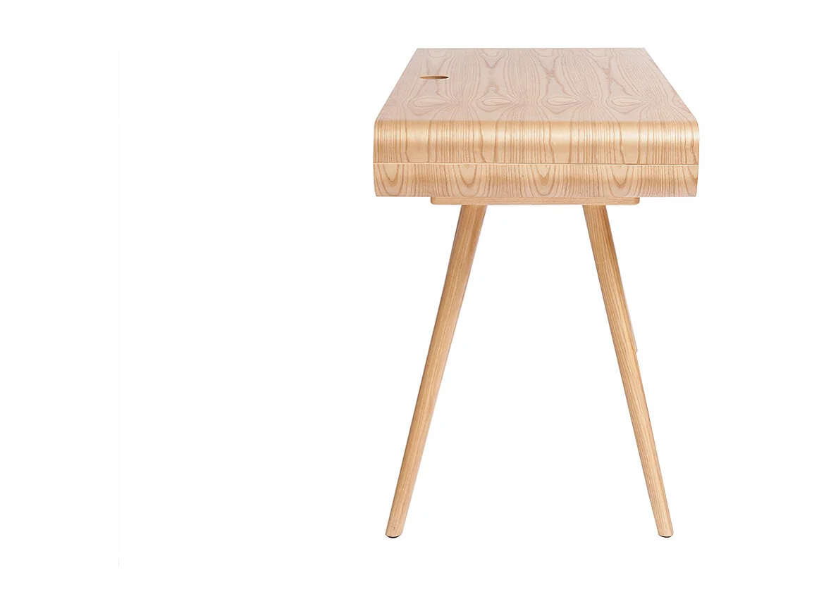 Escritorio vintage con almacenaje de madera clara y caña 120 cm OLYMPE