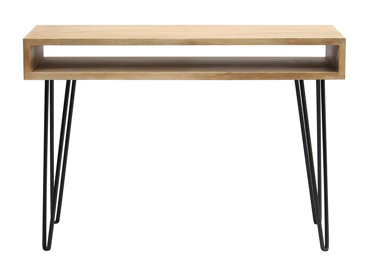 Bureau avec rangement en bois manguier massif et métal noir L116 cm VIBES