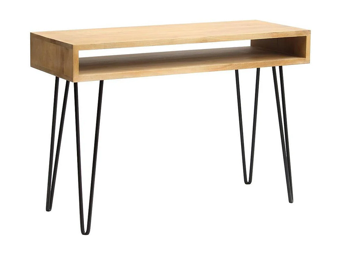 Bureau avec rangement en bois manguier massif et métal noir L116 cm VIBES
