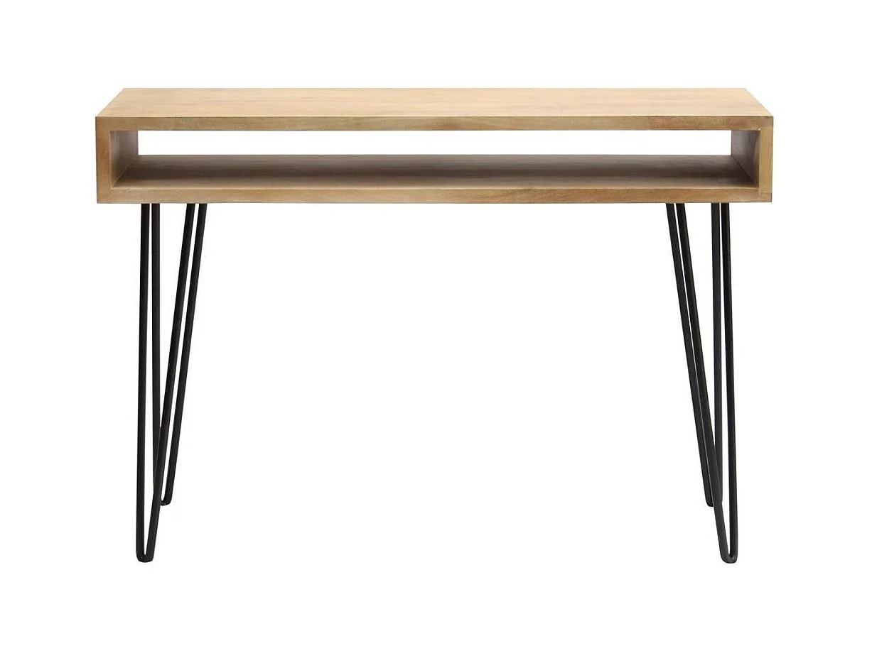 Bureau avec rangement en bois manguier massif et métal noir L116 cm VIBES