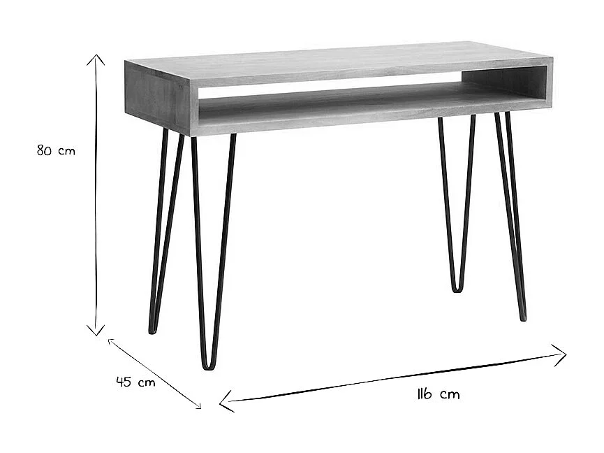 Schreibtisch aus Mangoholz und Metall mit Ablagegestell VIBES