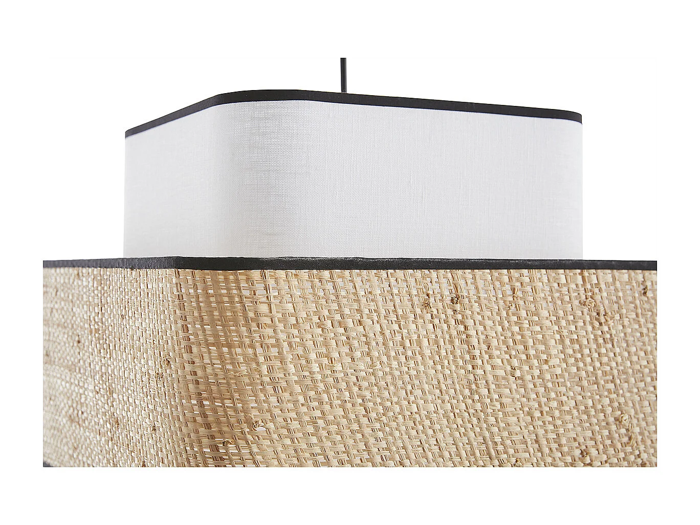 Suspension cube en tissu lin blanc et rabane naturelle L35 cm TERA