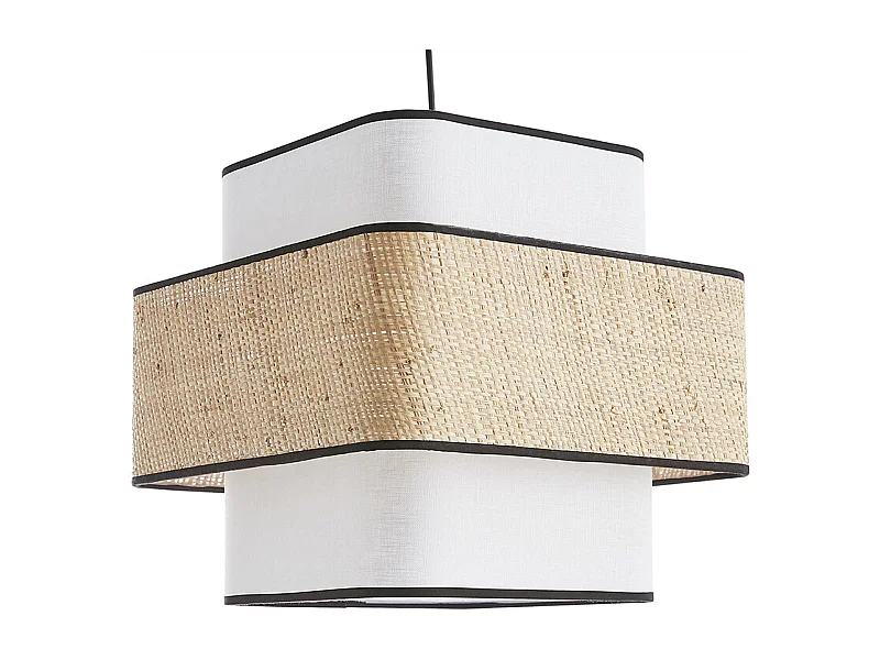 Lámpara de techo colgante de lino blanco y rafia natural 35 cm TERA