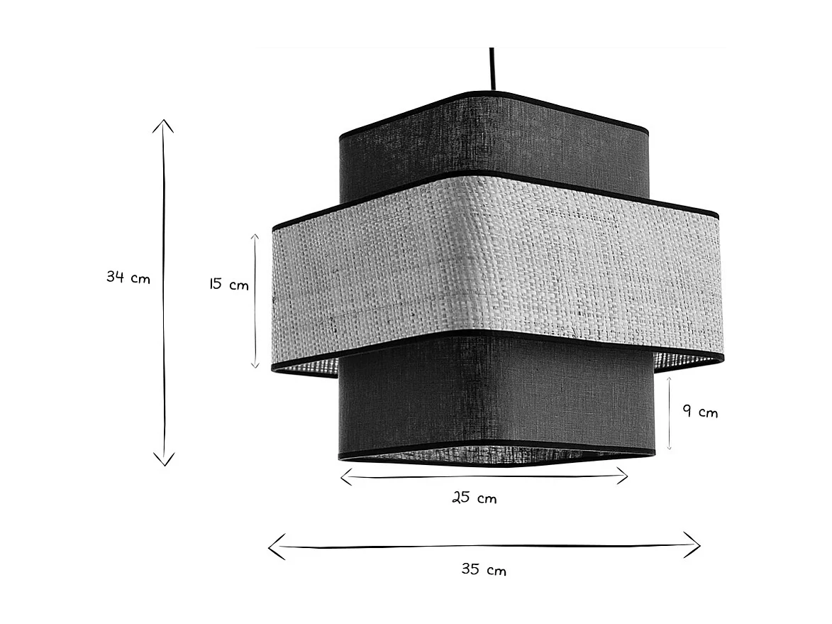 Lámpara de techo colgante de lino azul petróleo y rafia natural 35 cm TERA
