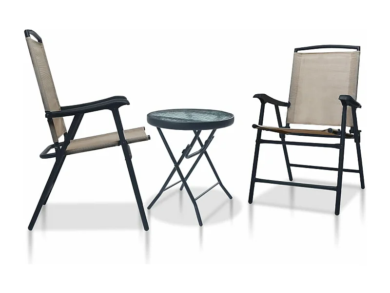 3 peças conjunto de bistrô aço cinzento-acastanhado