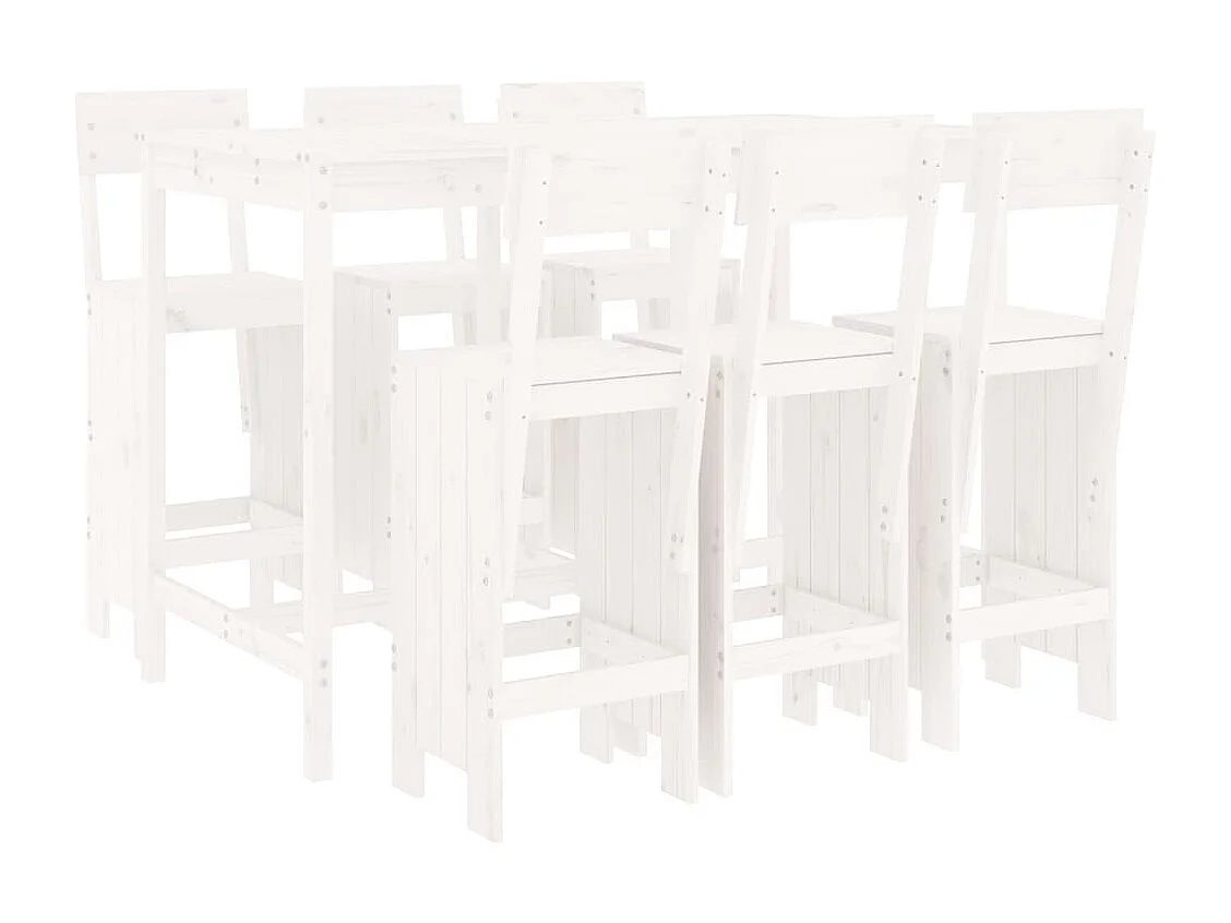 Ensemble de bar de jardin 7 pièces blanc bois de pin massif
