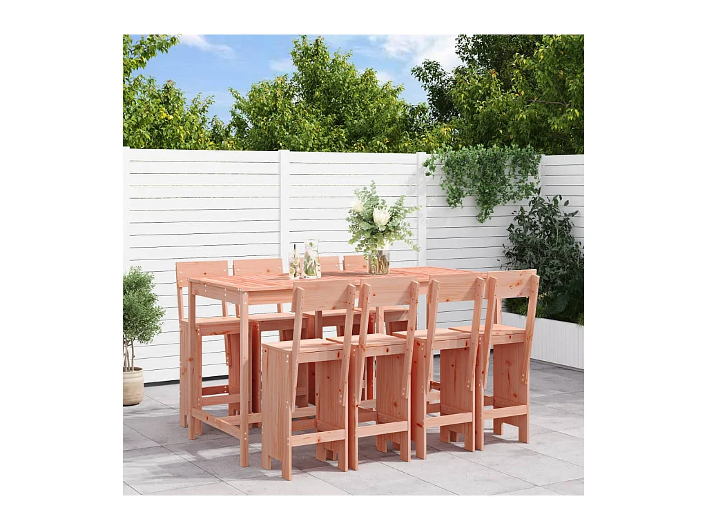 Juego de muebles de jardín 9 piezas madera maciza abeto Douglas