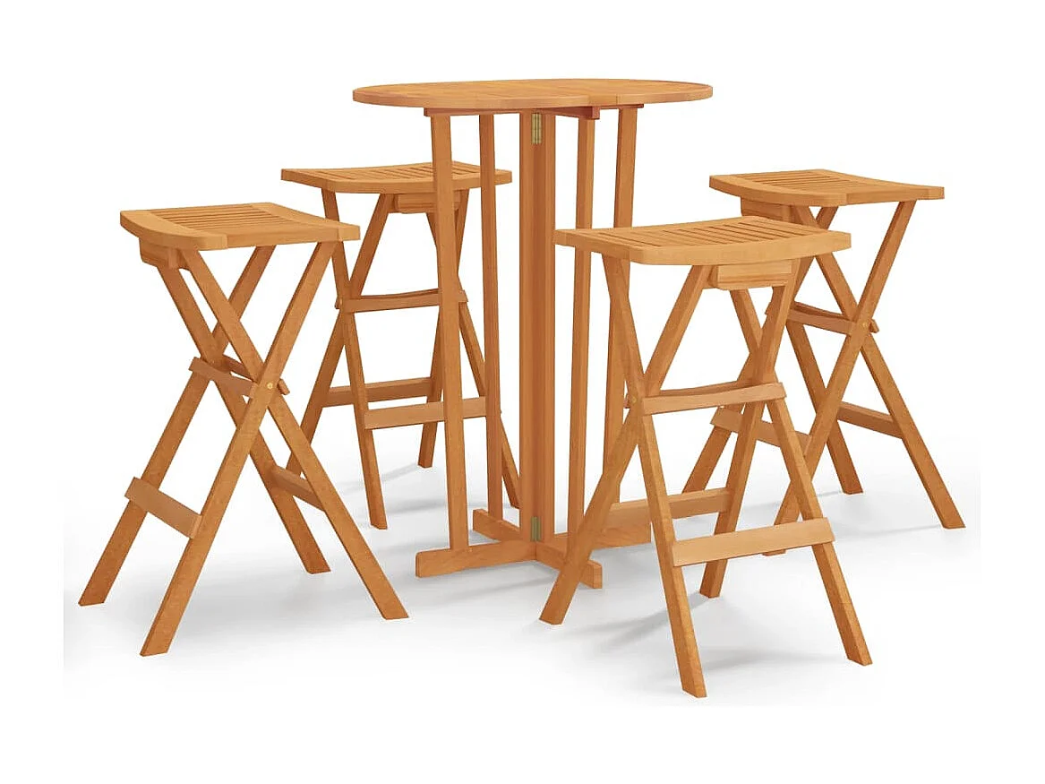 Ensemble de bar pliable 5 pièces Bois de teck massif