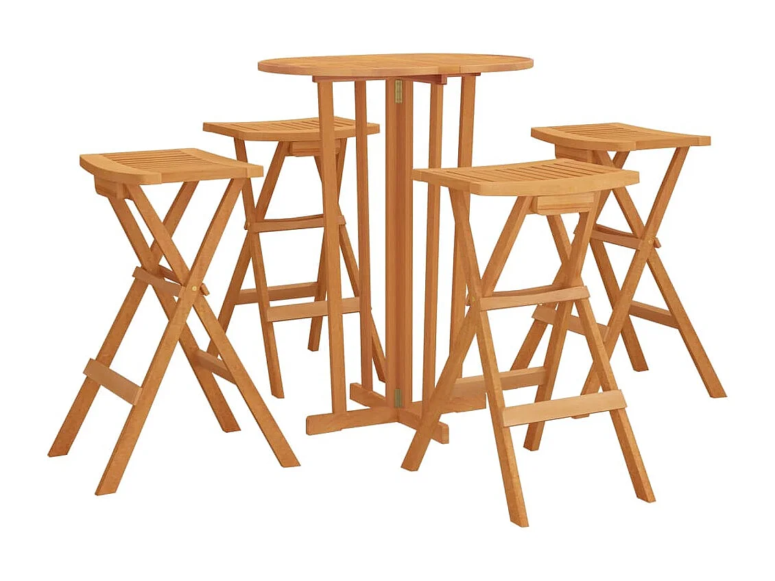 Ensemble de bar pliable 5 pièces Bois de teck massif