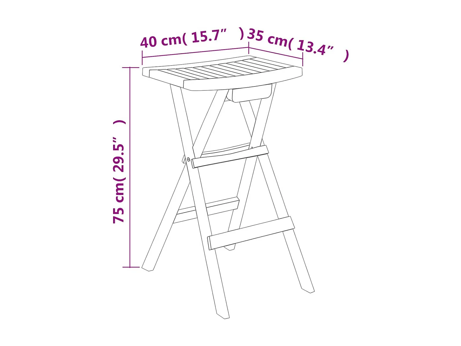 Ensemble de bar pliable 5 pièces Bois de teck massif