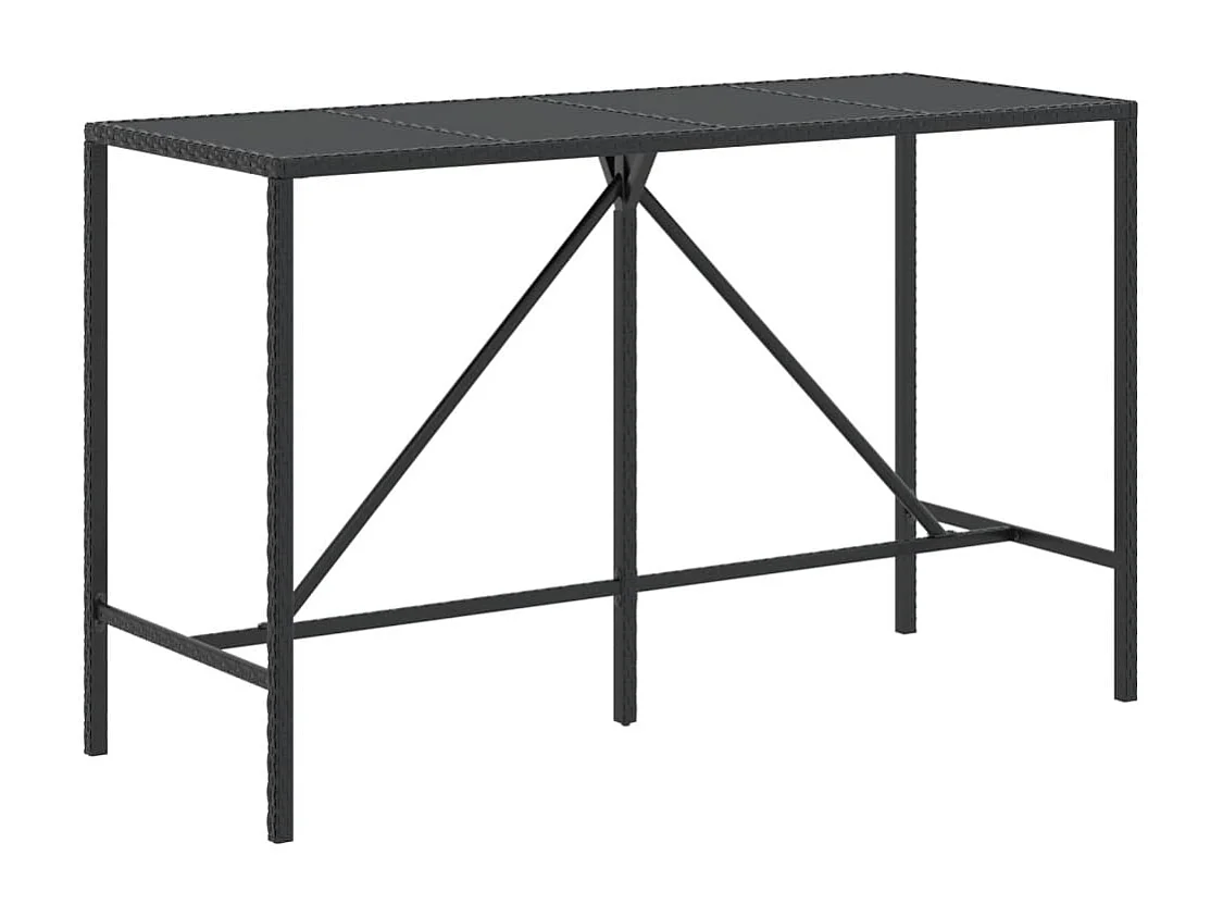 Ensemble de bar de jardin 7 pièces avec coussins noir poly rotin