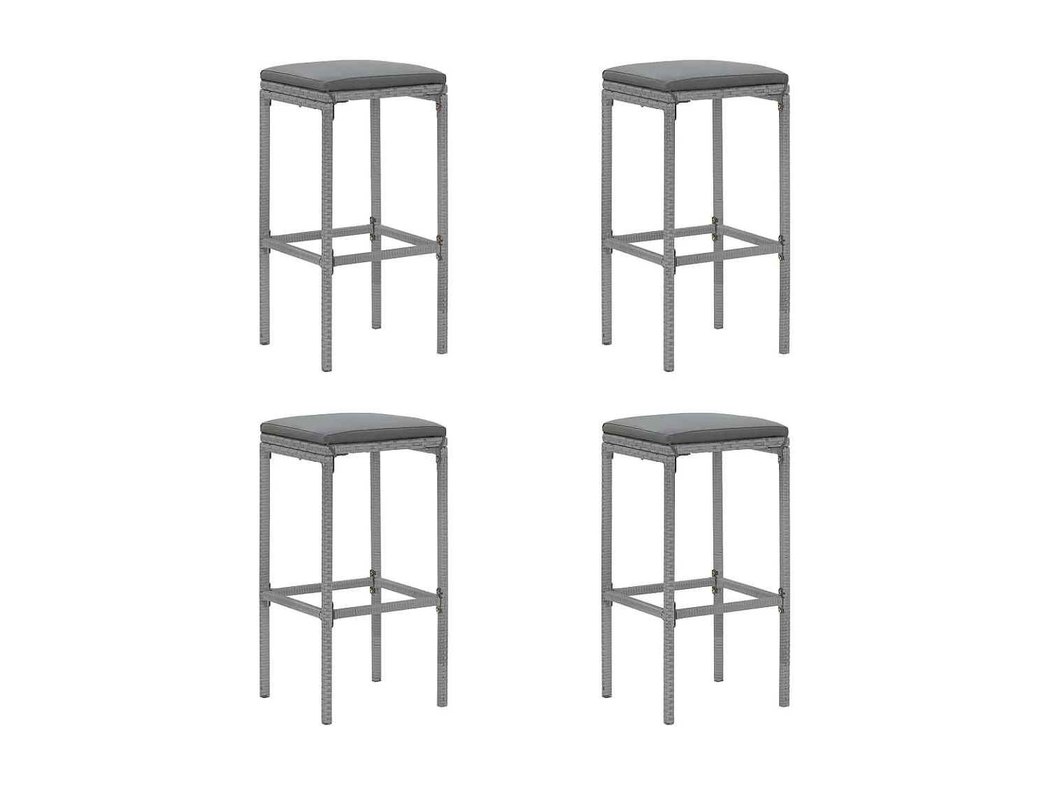 Ensemble de bar de jardin 5 pièces avec coussins gris poly rotin