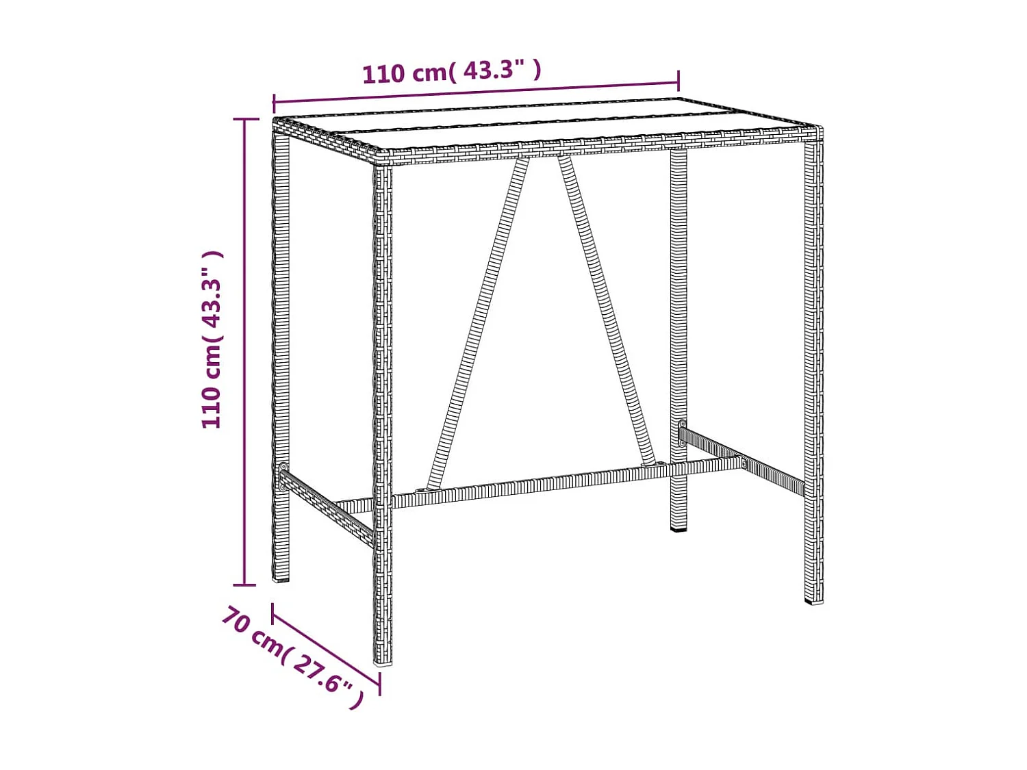 Ensemble de bar de jardin 5 pièces avec coussins gris poly rotin