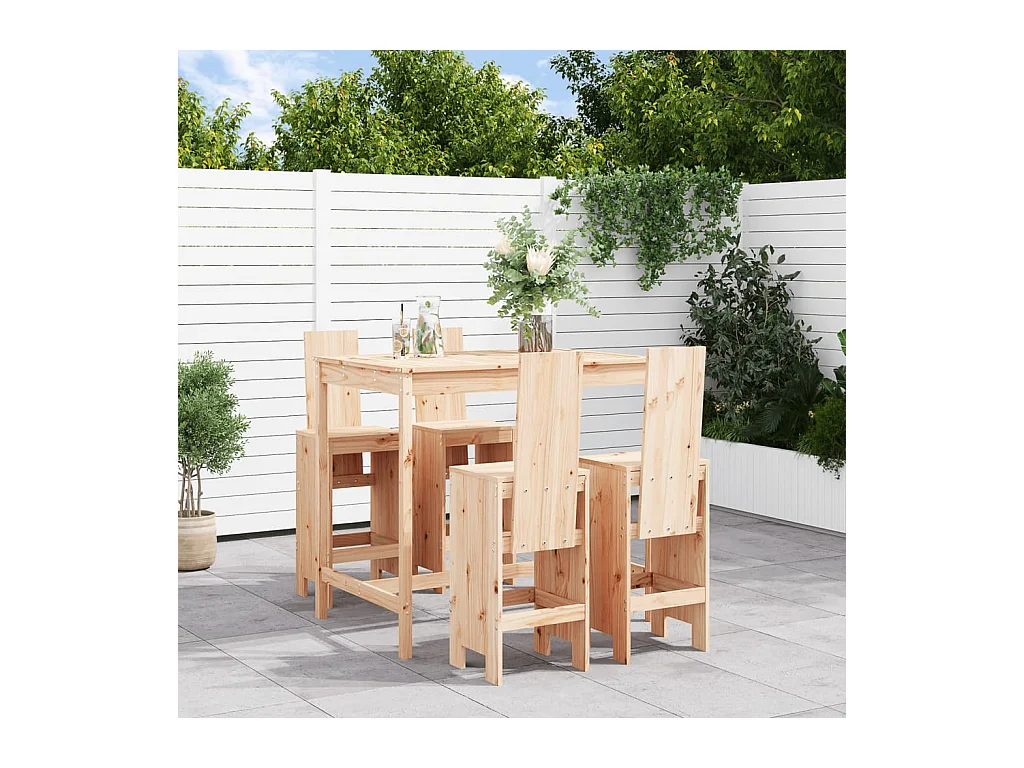 Ensemble de bar de jardin 5 pièces bois de pin massif