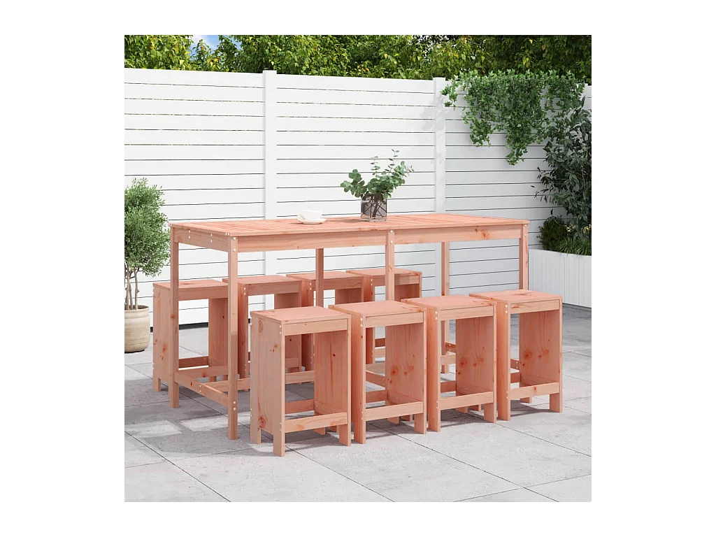 Juego de muebles de jardín 9 piezas madera maciza abeto Douglas