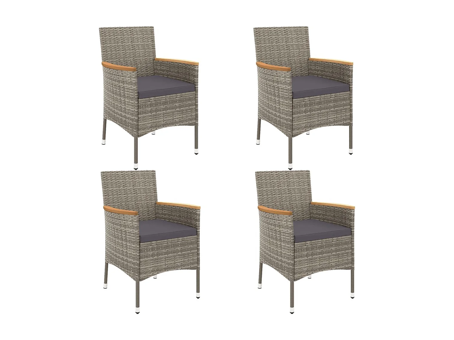 5 peças conjunto bistrô de jardim c/ almofadões vime PE cinza