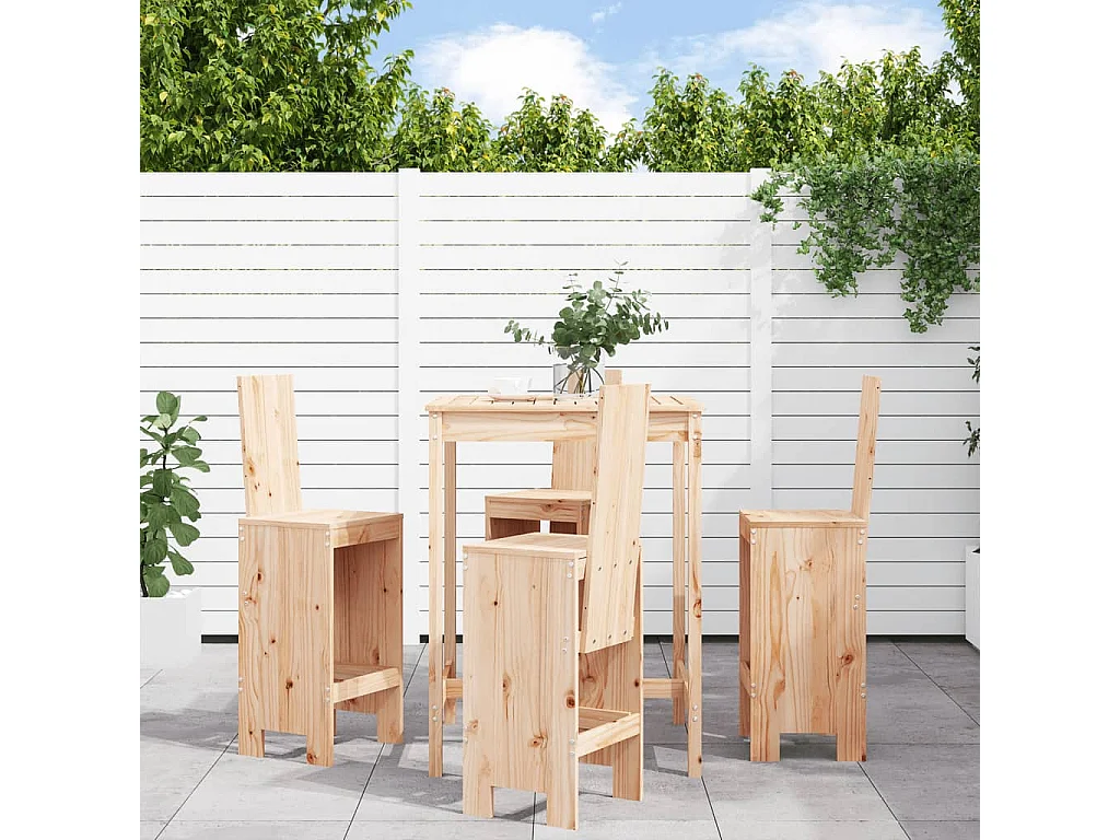 5 peças conjunto de bar para jardim pinho maciço