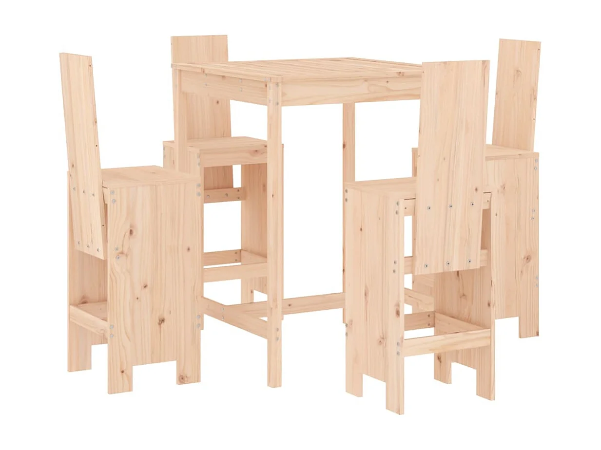 5 peças conjunto de bar para jardim pinho maciço