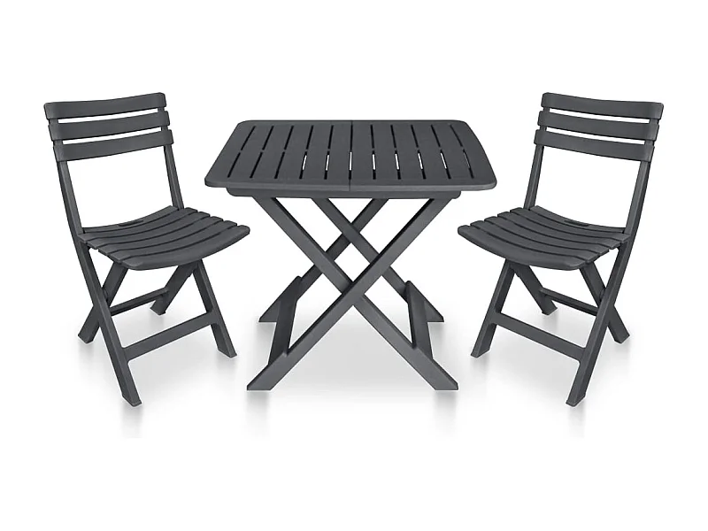 Conjunto bistrô dobrável 3 peças plástico antracite