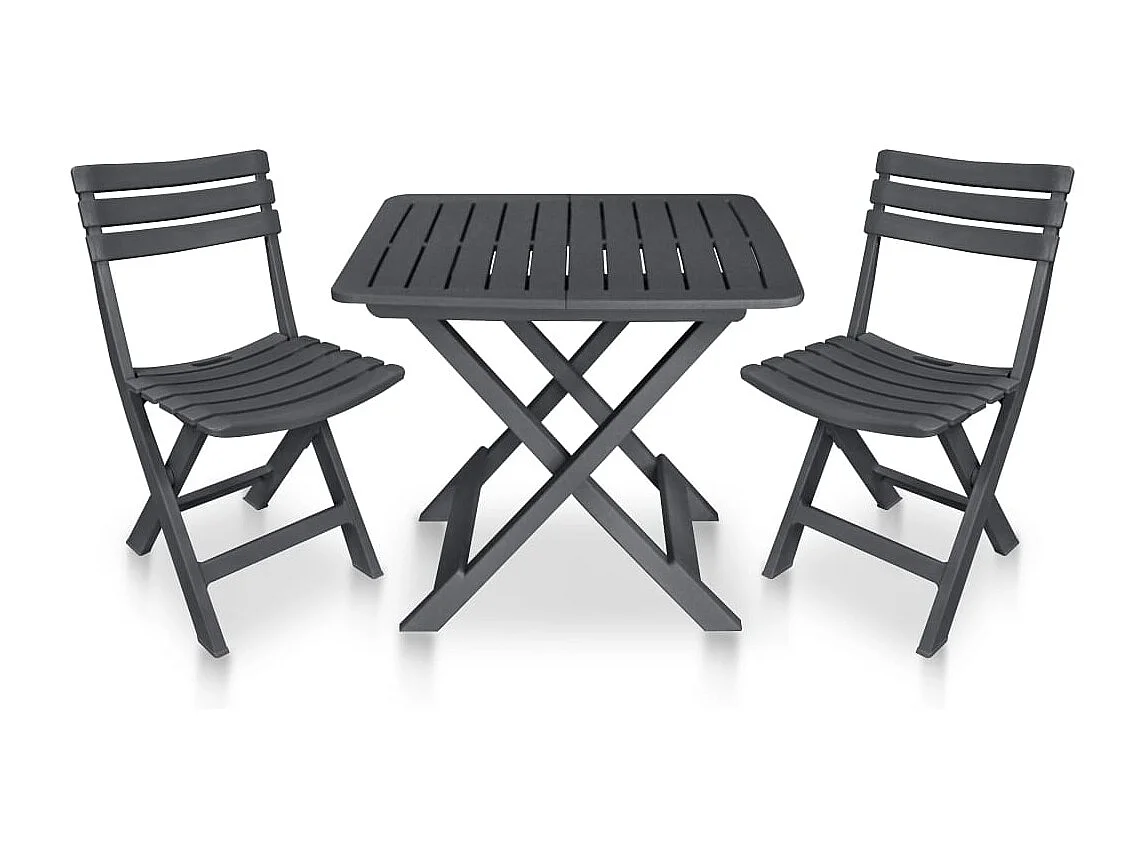 Mobilier de bistro pliable 3 pièces Plastique Anthracite
