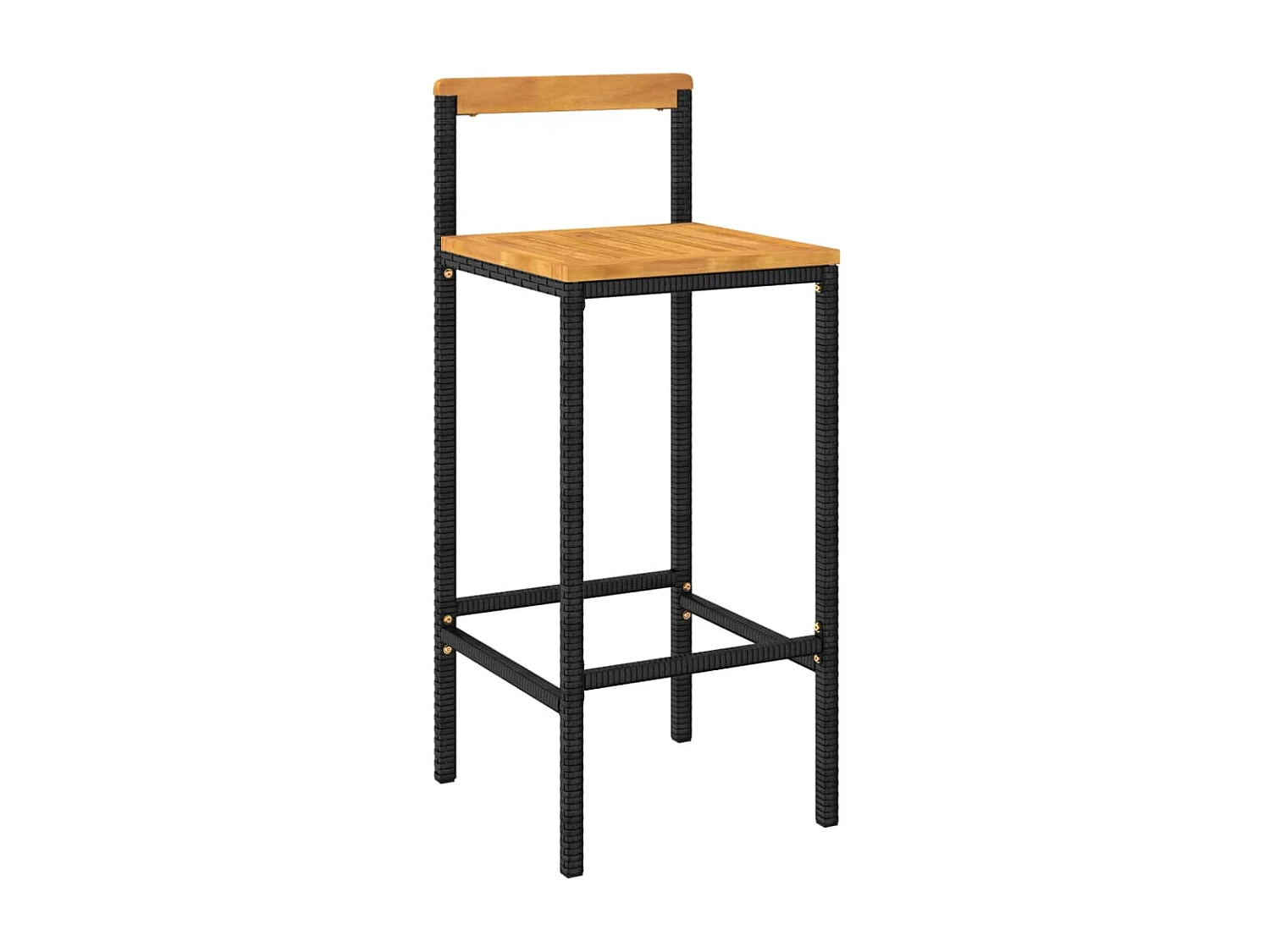 Ensemble de bar jardin 9 pièces noir poly rotin/bois massif acacia