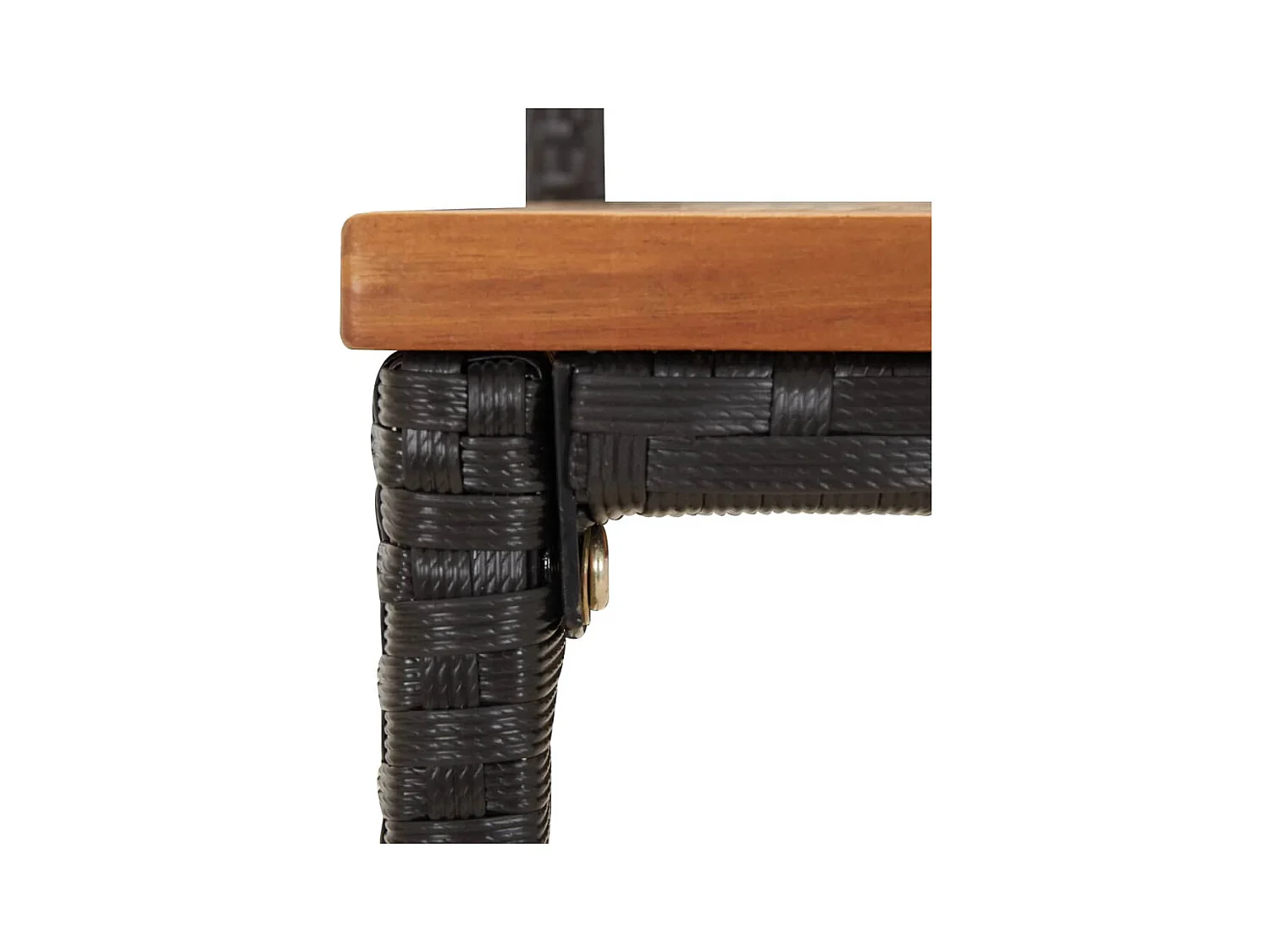 Ensemble de bar jardin 9 pièces noir poly rotin/bois massif acacia