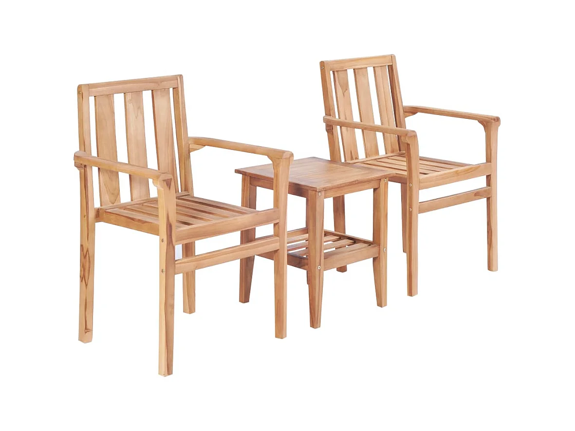 Juego de mesa y sillas de jardín 3 piezas madera de teca maciza