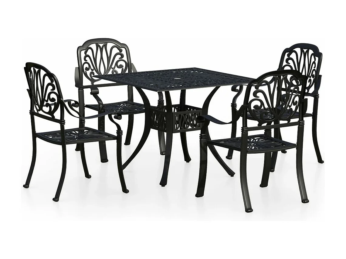 Ensemble de bistro 5 pièces Aluminium coulé Noir