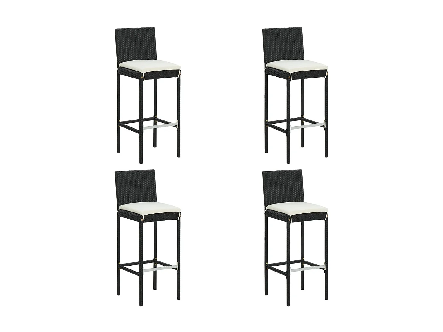 Ensemble de bar de jardin 5 pièces avec coussins noir poly rotin