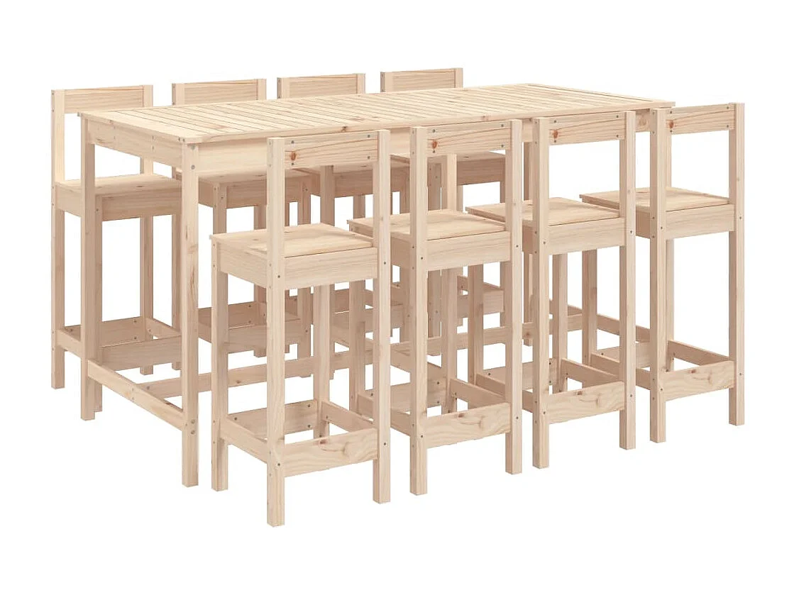 Ensemble de bar de jardin 9 pièces Bois de pin massif