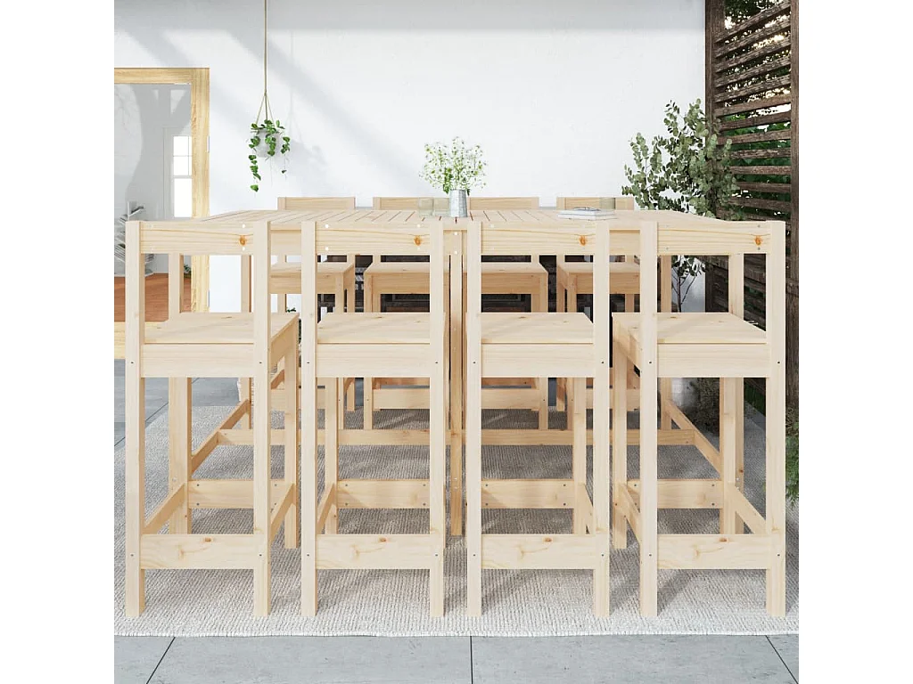 Ensemble de bar de jardin 9 pièces Bois de pin massif