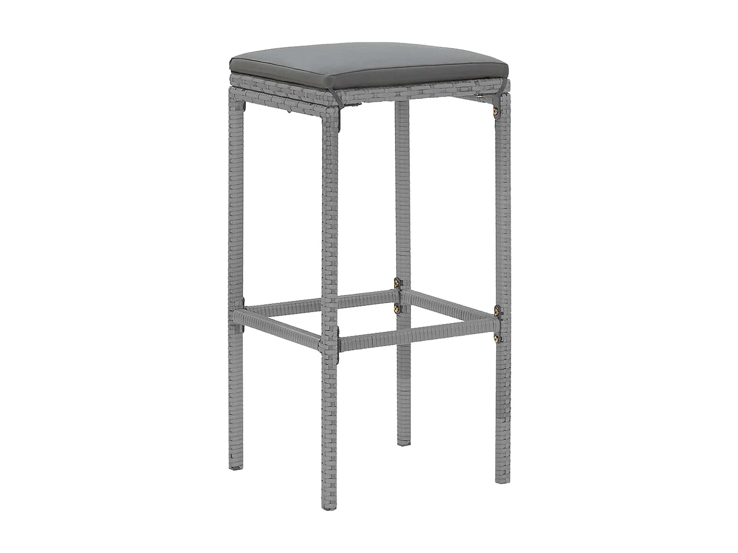 Mesa y taburetes altos jardín y cojines 7 piezas ratán PE gris