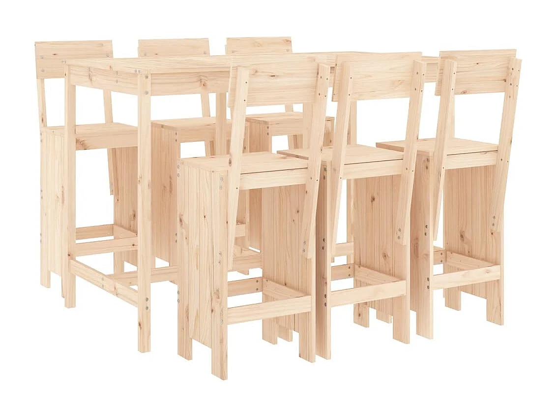 Ensemble de bar de jardin 7 pièces Bois de pin massif