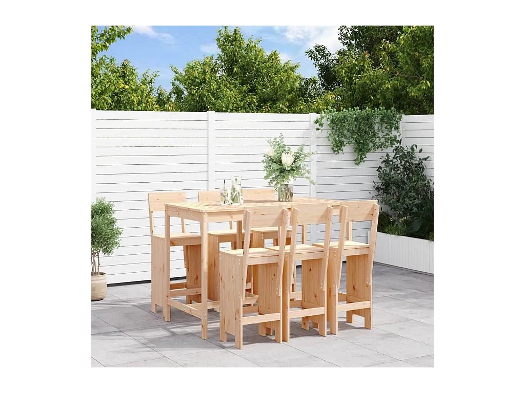 Ensemble de bar de jardin 7 pièces Bois de pin massif