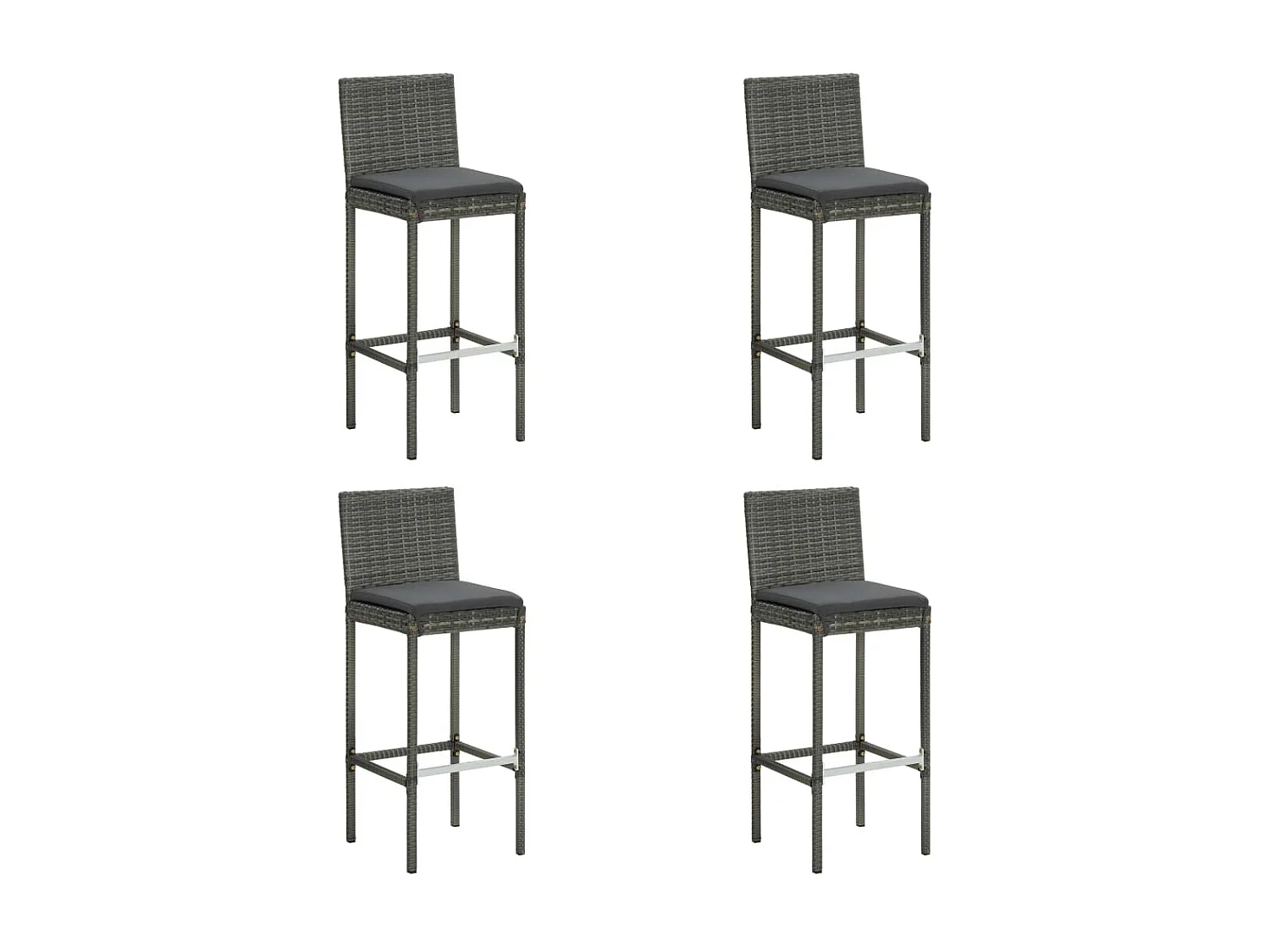Ensemble de bar de jardin avec coussins 5 pièces Gris