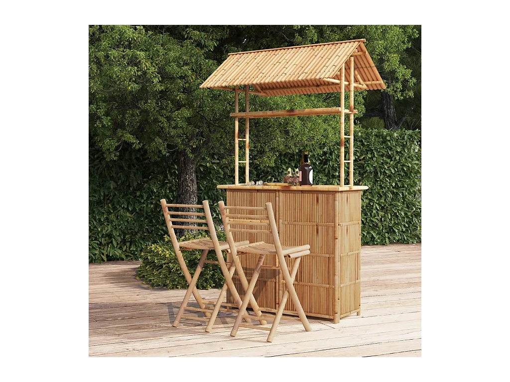 Mobilier de bar 3 pièces Bambou