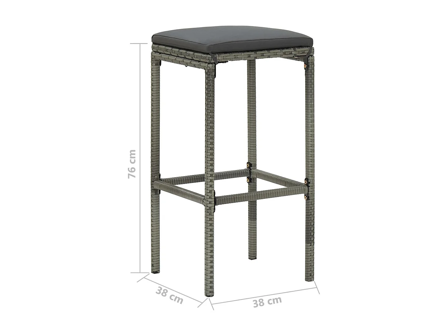 Meuble de bar de jardin 5 pièces et coussins Résine tressée Gris