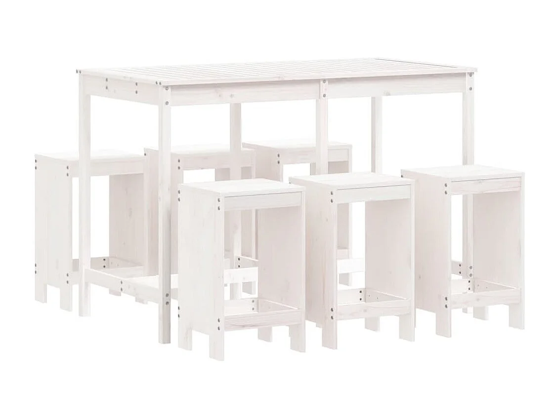 Ensemble de bar de jardin 7 pièces blanc bois de pin massif