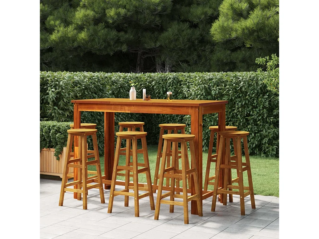 9 peças conjunto de bar para jardim madeira de acácia maciça