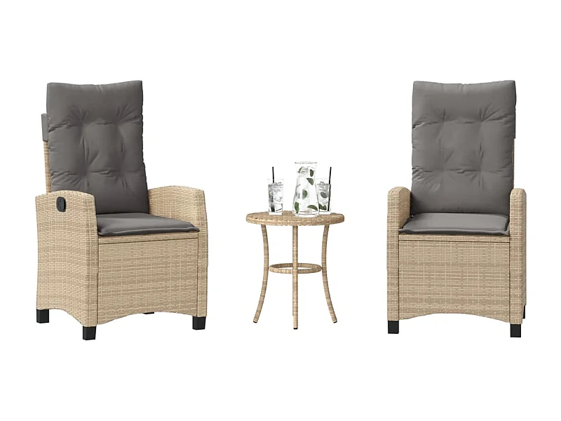 Ensemble de bistro 3 pièces coussins mélange beige résine tressée