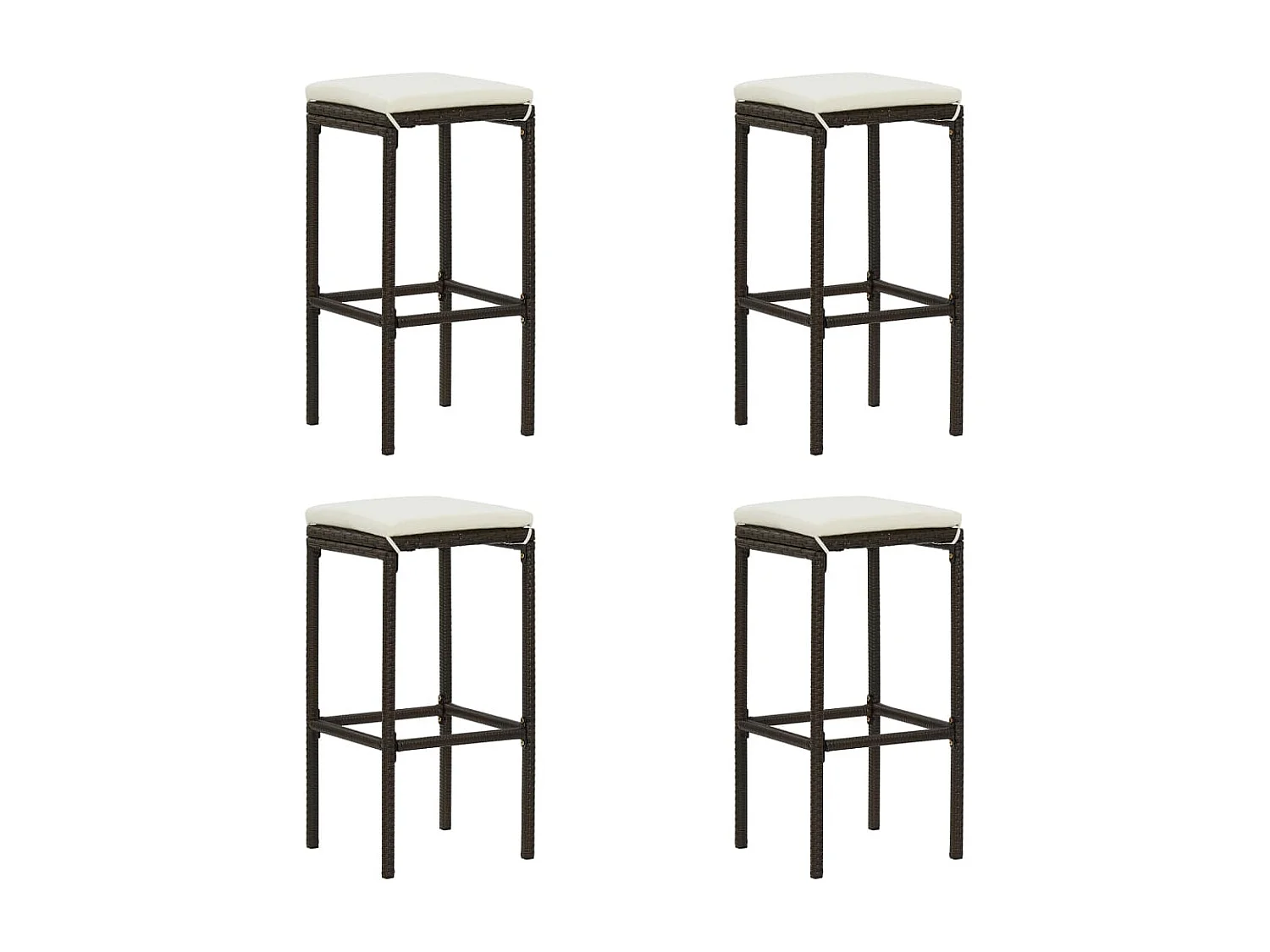 Ensemble de bar de jardin avec coussins 5 pièces Marron