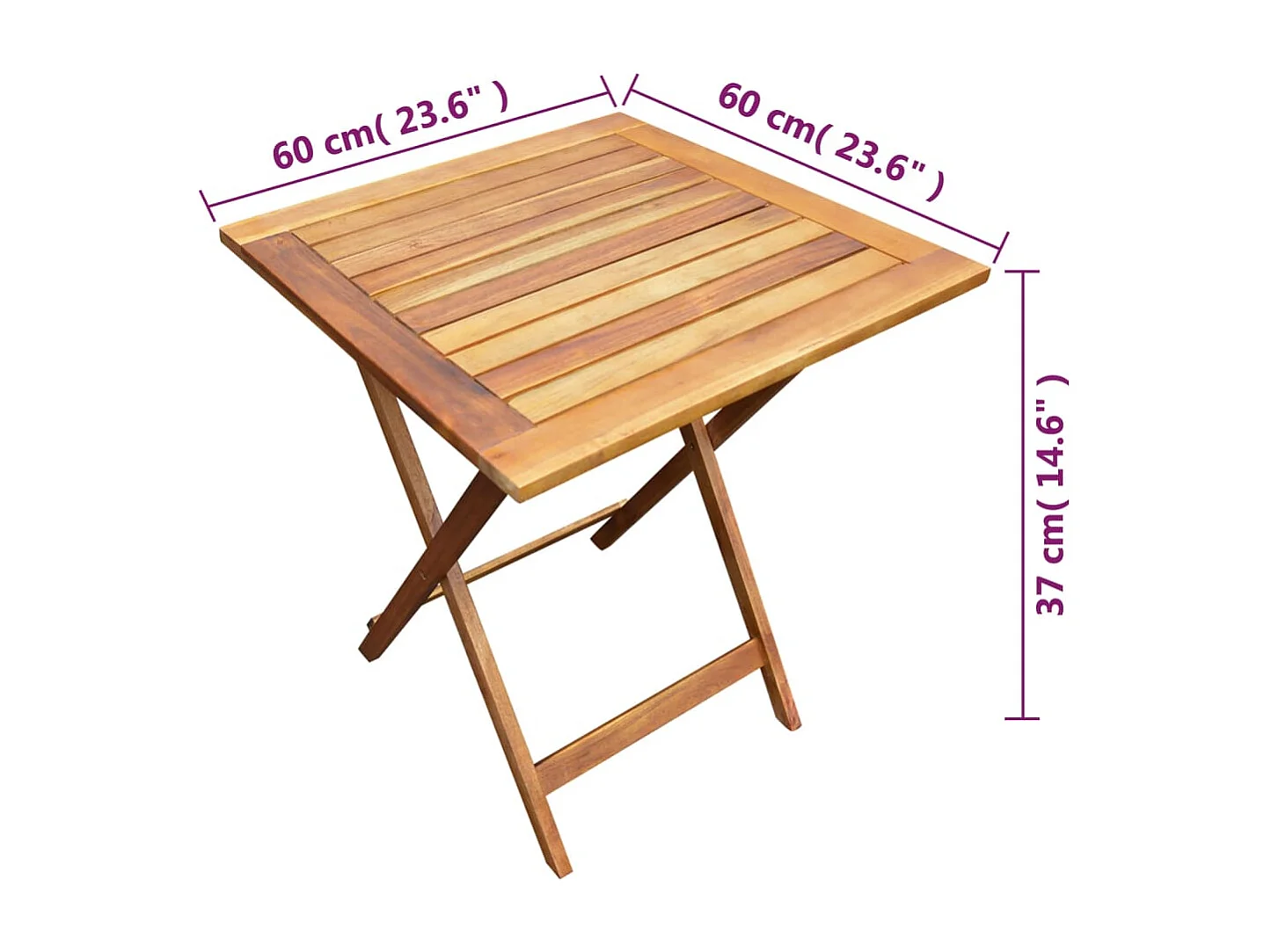 Mesa y sillas bistró plegables 3 piezas madera maciza de acacia